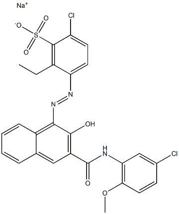 2-Chloro-6-ethyl-5-[[3-[[(3-chloro-6-methoxyphenyl)amino]carbonyl]-2-hydroxy-1-naphtyl]azo]benzenesulfonic acid sodium salt Structure