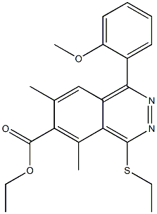 1-(2-Methoxyphenyl)-4-ethylthio-5,7-dimethylphthalazine-6-carboxylic acid ethyl ester 구조식 이미지