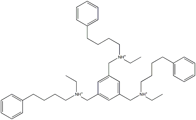 1,3,5-Benzenetriyltris[N-ethyl-N-(4-phenylbutyl)methanaminium] Structure