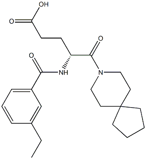 (R)-4-(3-Ethylbenzoylamino)-5-oxo-5-(8-azaspiro[4.5]decan-8-yl)valeric acid 구조식 이미지