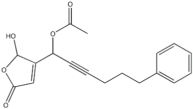 Acetic acid 1-[(2,5-dihydro-2-hydroxy-5-oxofuran)-3-yl]-6-phenyl-2-hexynyl ester 구조식 이미지