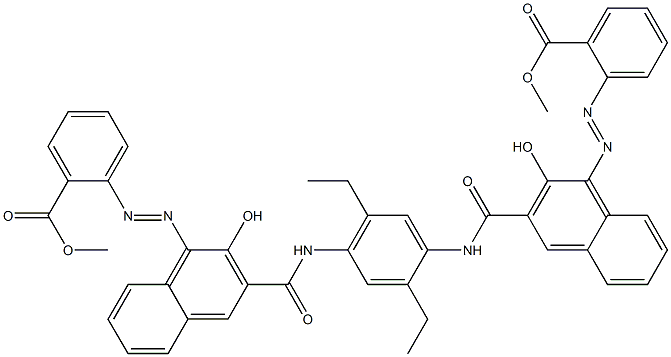 N,N'-(2,5-Diethyl-1,4-phenylene)bis[4-[[2-(methoxycarbonyl)phenyl]azo]-3-hydroxy-2-naphthalenecarboxamide] 구조식 이미지