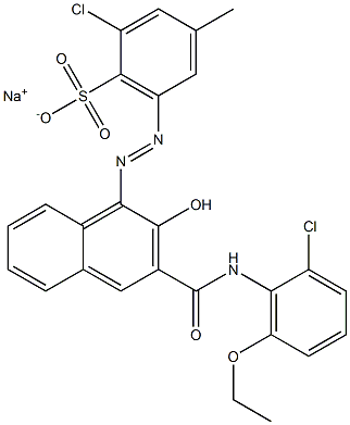 2-Chloro-4-methyl-6-[[3-[[(2-chloro-6-ethoxyphenyl)amino]carbonyl]-2-hydroxy-1-naphtyl]azo]benzenesulfonic acid sodium salt Structure