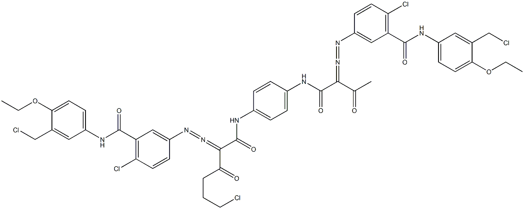 3,3'-[2-(2-Chloroethyl)-1,4-phenylenebis[iminocarbonyl(acetylmethylene)azo]]bis[N-[3-(chloromethyl)-4-ethoxyphenyl]-6-chlorobenzamide] Structure