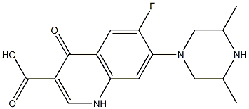 6-Fluoro-1,4-dihydro-4-oxo-7-(3,5-dimethyl-1-piperazinyl)quinoline-3-carboxylic acid 구조식 이미지