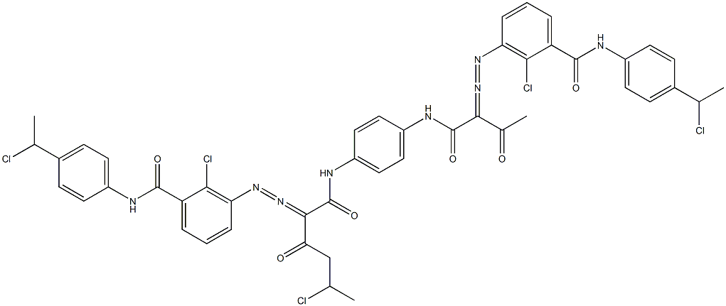 3,3'-[2-(1-Chloroethyl)-1,4-phenylenebis[iminocarbonyl(acetylmethylene)azo]]bis[N-[4-(1-chloroethyl)phenyl]-2-chlorobenzamide] 구조식 이미지