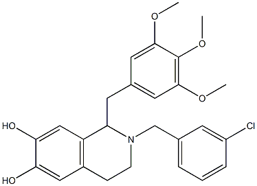 1,2,3,4-Tetrahydro-2-(3-chlorobenzyl)-1-(3,4,5-trimethoxybenzyl)isoquinoline-6,7-diol 구조식 이미지