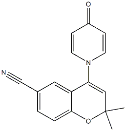 2,2-Dimethyl-4-[(4-oxo-1,4-dihydropyridin)-1-yl]-2H-1-benzopyran-6-carbonitrile Structure