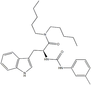 (S)-2-[3-(3-Methylphenyl)ureido]-3-(1H-indol-3-yl)-N,N-dipentylpropanamide 구조식 이미지