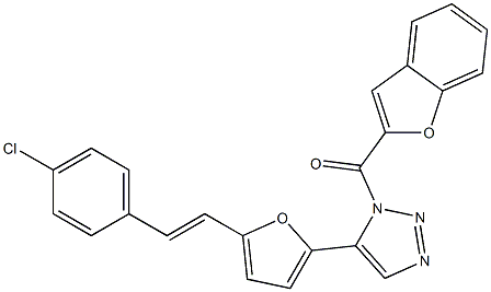 2-[[5-[5-[2-(4-Chlorophenyl)ethenyl]furan-2-yl]-1H-1,2,3-triazol-1-yl]carbonyl]benzofuran 구조식 이미지