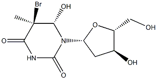 (5S,6S)-5,6-Dihydro-5-bromo-6-hydroxythymidine Structure