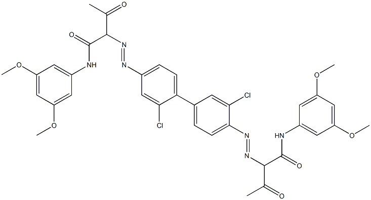 4,4'-Bis[[1-(3,5-dimethoxyphenylamino)-1,3-dioxobutan-2-yl]azo]-2,3'-dichloro-1,1'-biphenyl 구조식 이미지