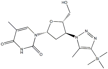 3'-(5-Methyl-4-(trimethylsilyl)-1H-1,2,3-triazol-1-yl)-3'-deoxythymidine 구조식 이미지