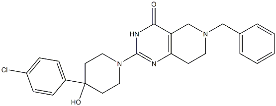 6-Benzyl-2-[4-(4-chlorophenyl)-4-hydroxypiperidino]-5,6,7,8-tetrahydropyrido[4,3-d]pyrimidin-4(3H)-one 구조식 이미지