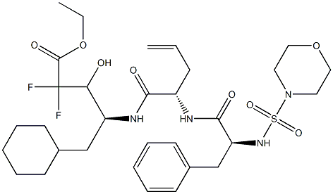 (4S)-4-[(S)-2-(N-Morpholinosulfonyl-L-phenylalanylamino)-4-pentenoylamino]-5-cyclohexyl-2,2-difluoro-3-hydroxyvaleric acid ethyl ester 구조식 이미지