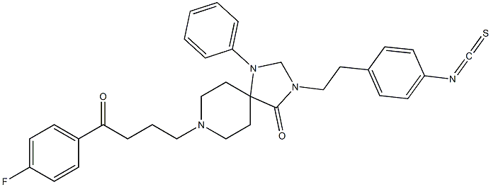 8-[3-(4-Fluorobenzoyl)propyl]-1-phenyl-3-[4-(isothiocyanato)phenethyl]-1,3,8-triazaspiro[4.5]decan-4-one 구조식 이미지