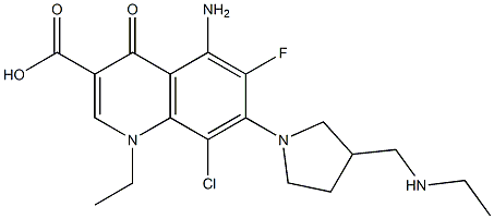 5-Amino-8-chloro-1-ethyl-6-fluoro-1,4-dihydro-4-oxo-7-[3-(ethylaminomethyl)-1-pyrrolidinyl]quinoline-3-carboxylic acid 구조식 이미지