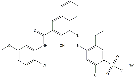 2-Chloro-5-ethyl-4-[[3-[[(2-chloro-5-methoxyphenyl)amino]carbonyl]-2-hydroxy-1-naphtyl]azo]benzenesulfonic acid sodium salt Structure