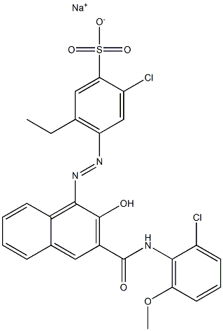 2-Chloro-5-ethyl-4-[[3-[[(2-chloro-6-methoxyphenyl)amino]carbonyl]-2-hydroxy-1-naphtyl]azo]benzenesulfonic acid sodium salt Structure