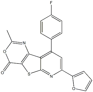 2-Methyl-7-(2-furanyl)-9-(4-fluorophenyl)-4H-pyrido[3',2':4,5]thieno[3,2-d][1,3]oxazin-4-one 구조식 이미지