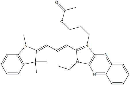 3-(3-Acetyloxypropyl)-1-ethyl-2-[3-[[2,3-dihydro-1,3,3-trimethyl-1H-indol]-2-ylidene]-1-propenyl]-1H-imidazo[4,5-b]quinoxalin-3-ium 구조식 이미지
