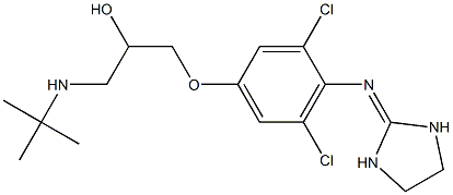 2-tert-Butylamino-1-[[3,5-dichloro-4-(imidazolidin-2-ylideneamino)phenoxy]methyl]ethanol 구조식 이미지