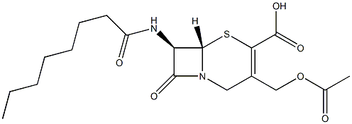 (7R)-7-[(1-Oxooctyl)amino]-3-[(acetyloxy)methyl]cepham-3-ene-4-carboxylic acid Structure