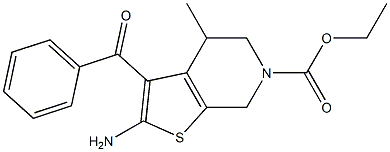 2-Amino-3-benzoyl-4,5,6,7-tetrahydro-4-methyl-6-ethoxycarbonylthieno[2,3-c]pyridine 구조식 이미지