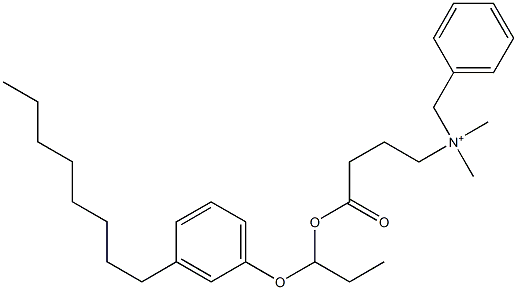 N,N-Dimethyl-N-benzyl-N-[3-[[1-(3-octylphenyloxy)propyl]oxycarbonyl]propyl]aminium 구조식 이미지