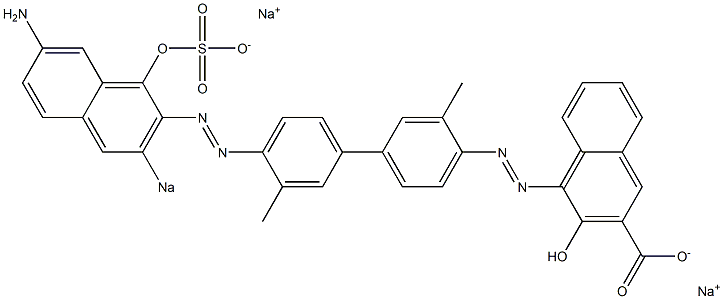 4-[[4'-[(7-Amino-1-hydroxy-3-sodiosulfo-2-naphthalenyl)azo]-3,3'-dimethyl-1,1'-biphenyl-4-yl]azo]-3-hydroxynaphthalene-2-carboxylic acid sodium salt 구조식 이미지