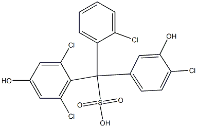 (2-Chlorophenyl)(4-chloro-3-hydroxyphenyl)(2,6-dichloro-4-hydroxyphenyl)methanesulfonic acid 구조식 이미지