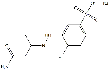 3-[N'-(2-Carbamoyl-1-methylethylidene)hydrazino]-4-chlorobenzenesulfonic acid sodium salt 구조식 이미지