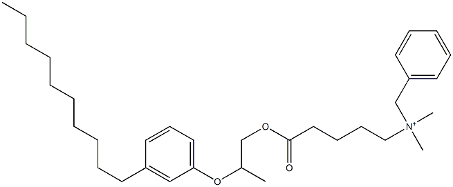 N,N-Dimethyl-N-benzyl-N-[4-[[2-(3-decylphenyloxy)propyl]oxycarbonyl]butyl]aminium Structure