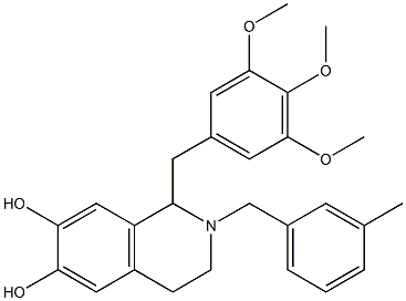 1,2,3,4-Tetrahydro-2-(3-methylbenzyl)-1-(3,4,5-trimethoxybenzyl)isoquinoline-6,7-diol 구조식 이미지