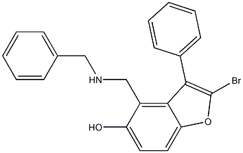 4-(Benzylaminomethyl)-2-bromo-3-phenylbenzofuran-5-ol 구조식 이미지