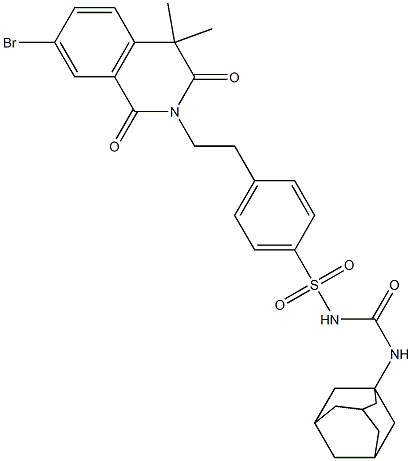 1-(Adamantan-1-yl)-3-[p-[2-(7-bromo-3,4-dihydro-4,4-dimethyl-1,3-dioxo-isoquinolin-2(1H)-yl)ethyl]phenylsulfonyl]urea Structure