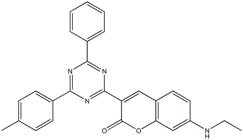 3-[6-Phenyl-4-(4-methylphenyl)-1,3,5-triazin-2-yl]-7-(ethylamino)coumarin 구조식 이미지