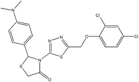 3,5-Dihydro-3-[5-[(2,4-dichlorophenoxy)methyl]-1,3,4-thiadiazol-2-yl]-2-[4-(dimethylamino)phenyl]thiazol-4(2H)-one 구조식 이미지