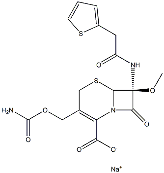 (7S)-3-Carbamoyloxymethyl-7-methoxy-8-oxo-7-(2-thienylacetylamino)-5-thia-1-azabicyclo[4.2.0]oct-2-ene-2-carboxylic acid sodium salt Structure