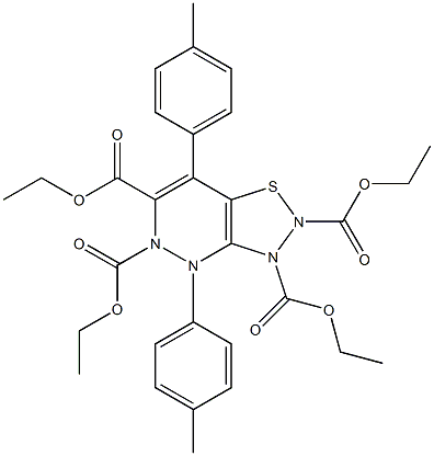 4,7-Bis(p-methylphenyl)-1-thia-2,3,4,5-tetraazahydrindane-2,3,5,6-tetracarboxylic acid tetraethyl ester 구조식 이미지
