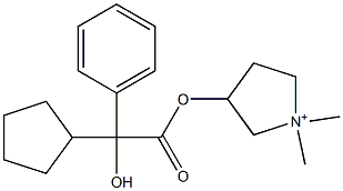 3-[[(2R)-Cyclopentylhydroxyphenylacetyl]oxy]-1,1-dimethylpyrrolidinium 구조식 이미지