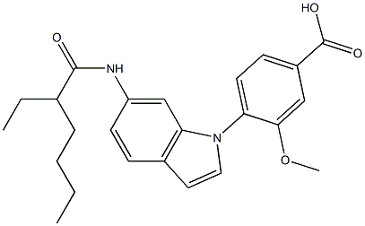 4-[6-(2-Ethylhexanoylamino)-1H-indol-1-yl]-3-methoxybenzoic acid 구조식 이미지