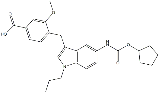4-[5-Cyclopentyloxycarbonylamino-1-propyl-1H-indol-3-ylmethyl]-3-methoxybenzoic acid Structure