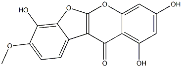 8-Methoxy-1,3,7-trihydroxy-11H-benzofuro[2,3-b][1]benzopyran-11-one 구조식 이미지