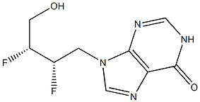 9-[(2S,3R)-2,3-Difluoro-4-hydroxybutyl]-9H-purin-6(1H)-one 구조식 이미지