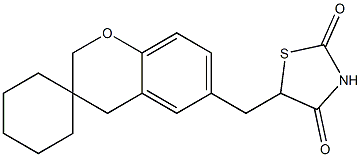 5-[(3,4-Dihydrospiro[2H-1-benzopyran-3,1'-cyclohexan])-6-ylmethyl]thiazolidine-2,4-dione 구조식 이미지