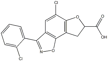 5-Chloro-7,8-dihydro-3-(2-chlorophenyl)furo[2,3-g][1,2]benzisoxazole-7-carboxylic acid 구조식 이미지