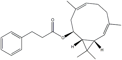 3-Phenylpropenoic acid (1R,2S,4E,8E,10S)-4,8,11,11-tetramethylbicyclo[8.1.0]undeca-4,8-dien-2-yl ester 구조식 이미지