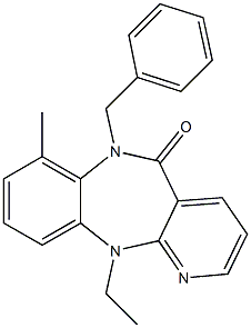 6,11-Dihydro-6-benzyl-11-ethyl-7-methyl-5H-pyrido[2,3-b][1,5]benzodiazepin-5-one 구조식 이미지