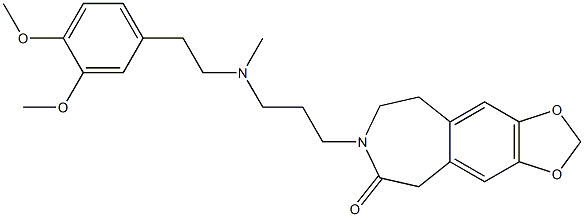4,5-Dihydro-7,8-methylenedioxy-3-[3-[N-methyl-2-(3,4-dimethoxyphenyl)ethylamino]propyl]-1H-3-benzazepin-2(3H)-one 구조식 이미지